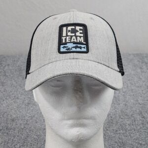 Clam‎ Ice Team Trucker Hat Mens Gray Black  Fishing Snapback Mesh Cap Outdoors